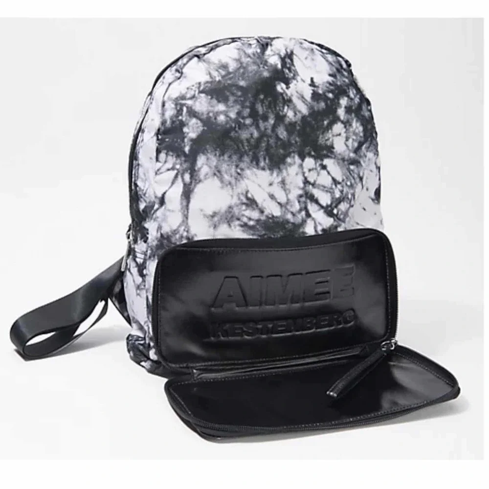 Aimee Kestenberg Nylon Packable Backpack  Leather Trim Tie Dye